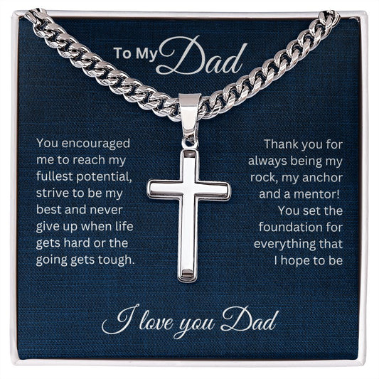 To My Dad | Cuban Chain with Artisan Cross Necklace