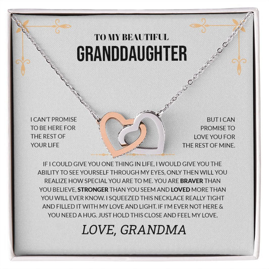 To My Beautiful Granddaughter | You Are Braver Than You Believe - Interlocking Hearts necklace